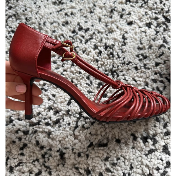 ZARA Strappy Red Braided Heeled Sandals NWT | Size 7.5 / 8 - Picture 10 of 16